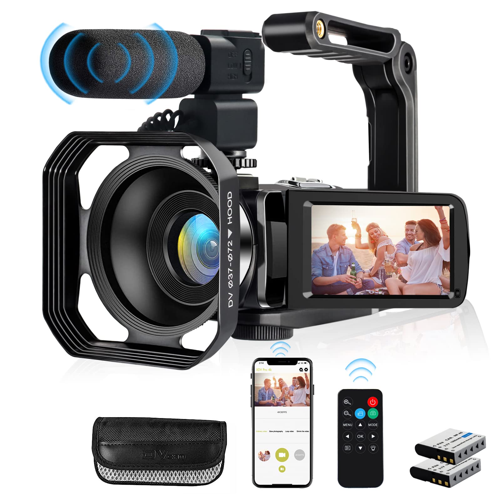 Lovpo 4K Video Camera, Camcorder 48Mp Ultra Hd Wifi Vlogging Camera For Youtube 18X Zoom 3.0'' Touch Screen Digital Camera With